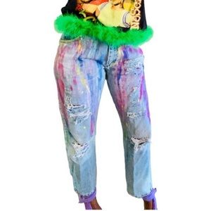 Vintage 90s Wrangler Hand Painted  Jeans Custom Painted